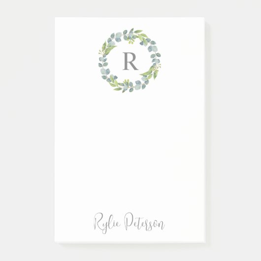 Post-it® Verdure Wreath personnalisé Monogramme post-it Not (Devant)