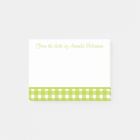 Post-it® Vérifications Carreaux Gingham Vert et Blanc (Devant)