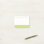 Post-it® Vérifications Carreaux Gingham Vert et Blanc (Sur un bureau)