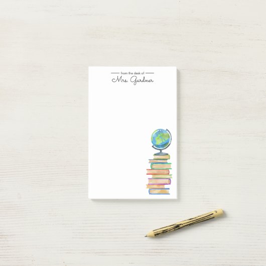 Post-it® Vers de livre de classe mondiale | Enseignant de j (Sur un bureau)