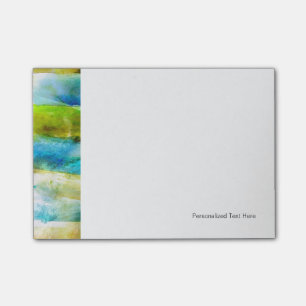 Post-it® Vert abstrait d'aquarelle, bleu