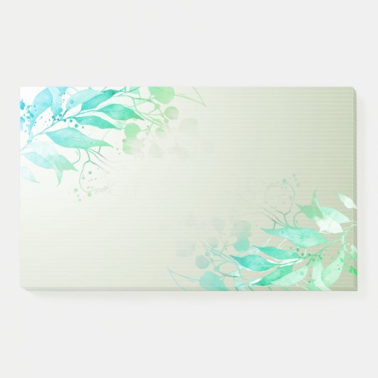Post-it® Vert Aquarelle Feuille Fleurs Mariage botanique (Devant)