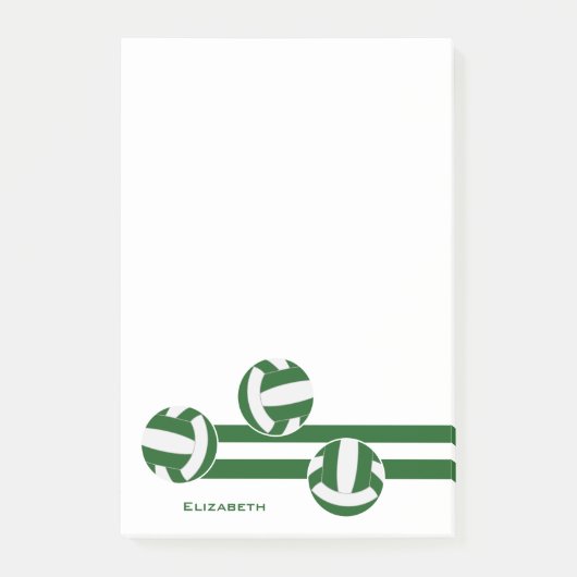 Post-it® vert blanc équipe couleurs volleyballs rayures (Devant)