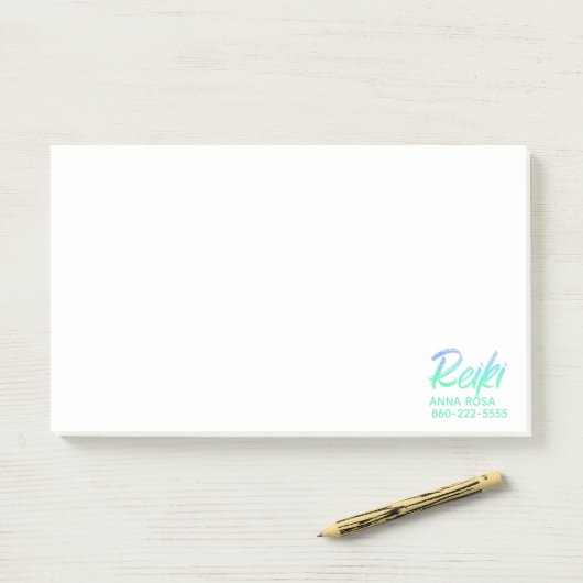 Post-it® Vert bleu iridescent et turquoise Reiki de *~* (Sur un bureau)