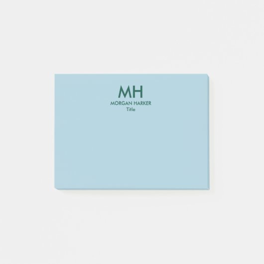Post-it® Vert bleu minimal Nettoyer les initiales (Devant)