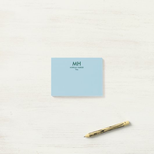Post-it® Vert bleu minimal Nettoyer les initiales (Sur un bureau)
