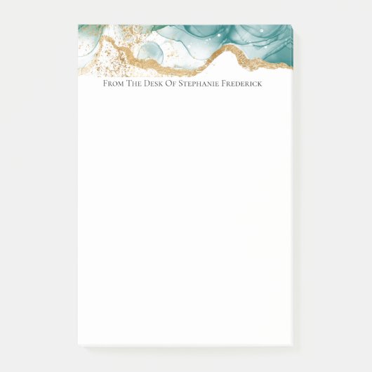 Post-it® Vert Emerald Gold Bordure Aquarelle moderne tendan (Devant)