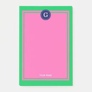 Post-it® Vert émeraude Navy Rose Cadre 1I Monogramme