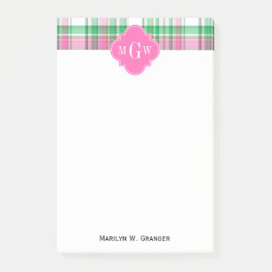 Post-it® Vert Emeraude Rose Chaud Blanc Madras Prépa Monogr