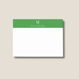 Post-it® Vert forêt moderne monogramme nom personnalisé