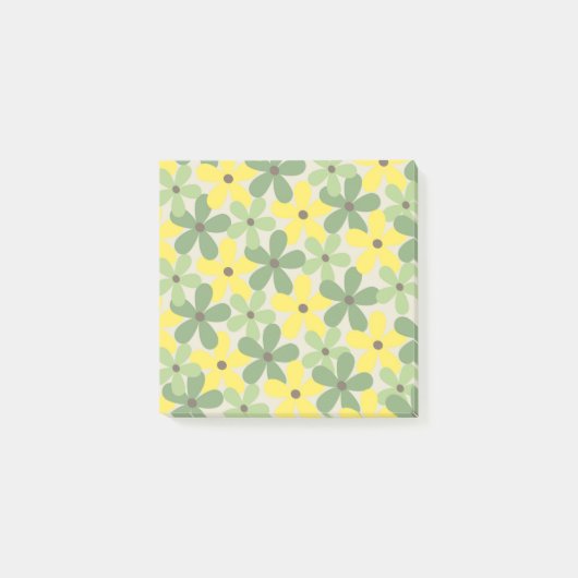 Post-it® Vert jaune rétro Y2K les années 70 Fleur Motif (Devant)