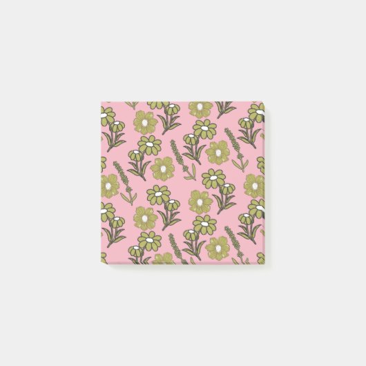 Post-it® Vert rose rétro Y2K Funky Hippie Flower Motif (Devant)