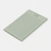 Post-it® Vert Sauge Classique Style Bureau Monogramme (Incliné)