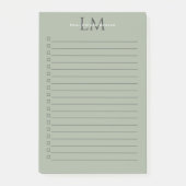 Post-it® Vert Sauge Classique Style Bureau Monogramme (Devant)