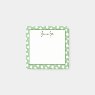 Post-it® Vert sauge et blanc personnalisés à pois