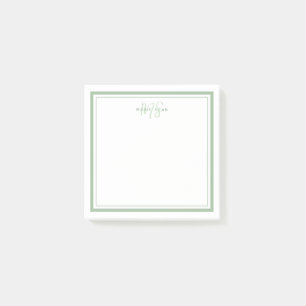 Post-it® Vert Sauge Minimaliste Simple Monogramme Deux Bord