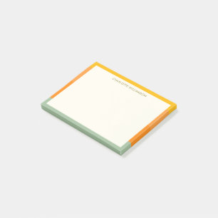 Post-it® Vert sauge orange rayé nom personnalisé moderne