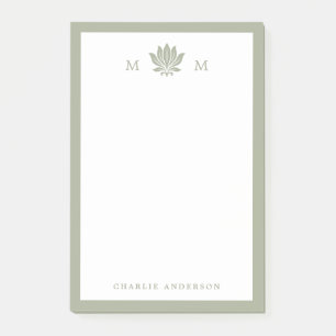 Post-it® Vert sauge poussiéreux Lotus Monogramme