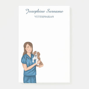Post-it® Vétérinaire Femme Vétérinaire Avec Un Chiot