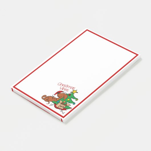 Post-it® Vibes de Noël Dachshund Dog Post-It Notes (Incliné)
