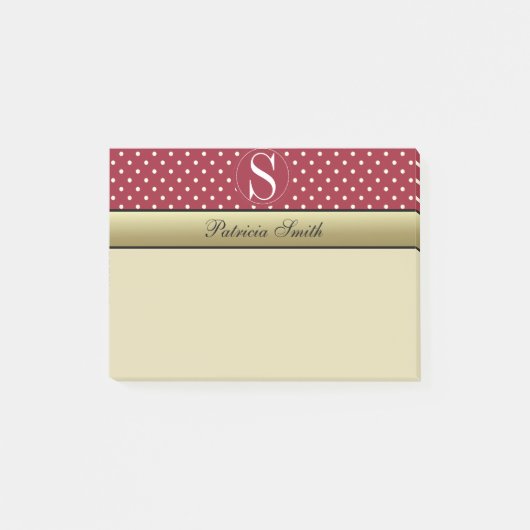 Post-it® Vibrant épicé rouge blanc Polka point Monogramme 5 (Devant)