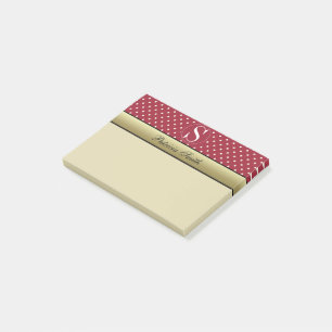 Post-it® Vibrant épicé rouge blanc Polka point Monogramme 5
