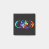 Post-it® Vibrant infinity with rainbow butterfly on black (Devant)