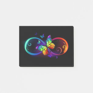 Post-it® Vibrant infinity with rainbow butterfly on black