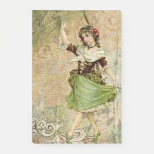 Post-it® Victorian Dancing Girl Green St. Patrick’s Day