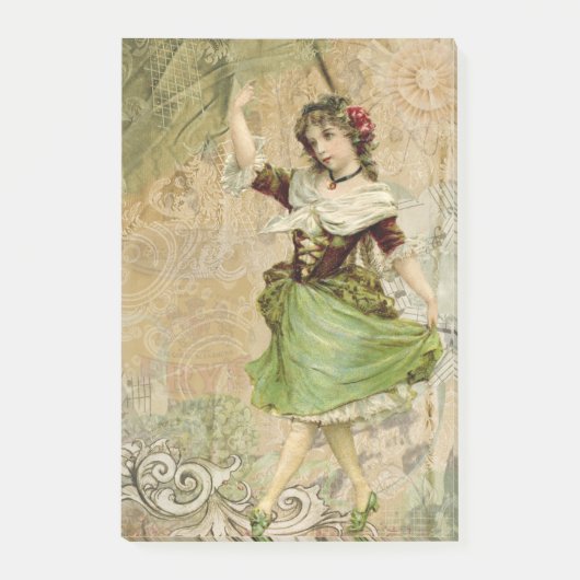 Post-it® Victorian Dancing Girl Green St. Patrick’s Day (Devant)