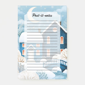 Post-it® Village d'hiver cosy Cottage enneigé sous la Lune