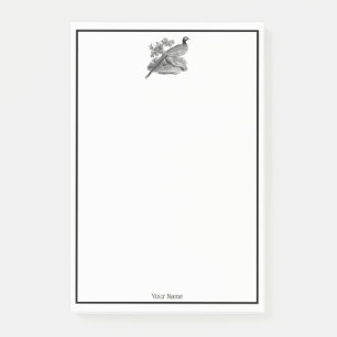 Post-it® Vintage faisan Jeu Oiseau Dessin BW
