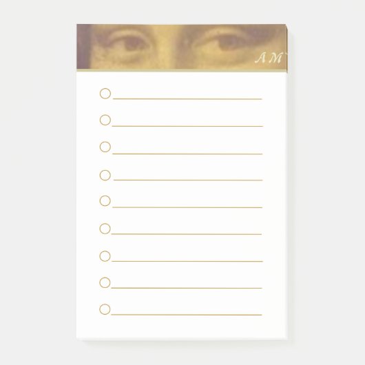 Post-it® Vintage Mona Lisa Yeux et Monogramme (Devant)