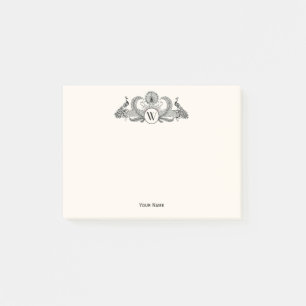 Post-it® Vintage Paons Monogramme Ivoire BG