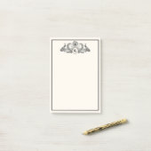 Post-it® Vintage Peacocks Monogram Ivory BG (Sur un bureau)