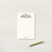 Post-it® Vintage Peacocks Monogram Ivory BG (Sur un bureau)