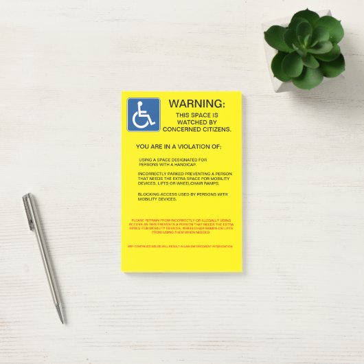 POST-IT® VIOLATION DU HANDICAP (Bureau)