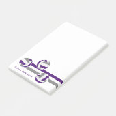 Post-it® violet gris volleyballs rayures nom du coach (Incliné)