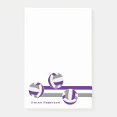 Post-it® violet gris volleyballs rayures nom du coach (Devant)