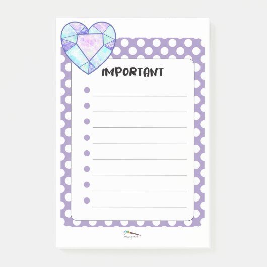 Post-it® Violet Polka Dot Heart Diamond IMPORTANT (Devant)