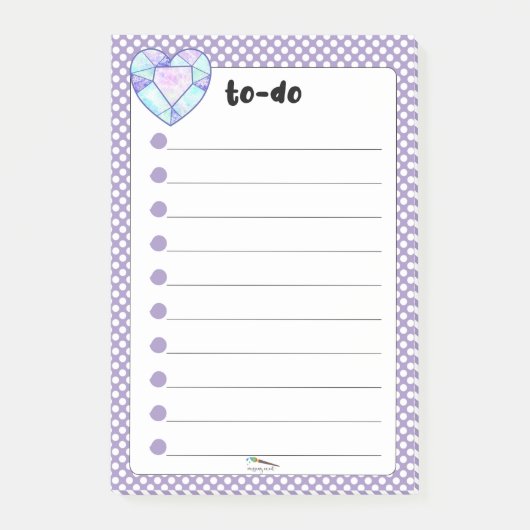 Post-it® Violet Polka Dot Heart Diamond TO DO (Devant)