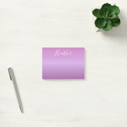 Post-it® Violet violet et script blanc personnalisé (Bureau)