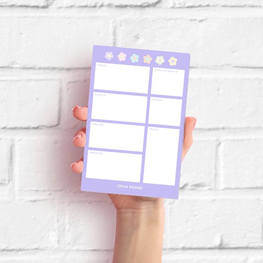 Post-It Violets avec Fleurs Pastel