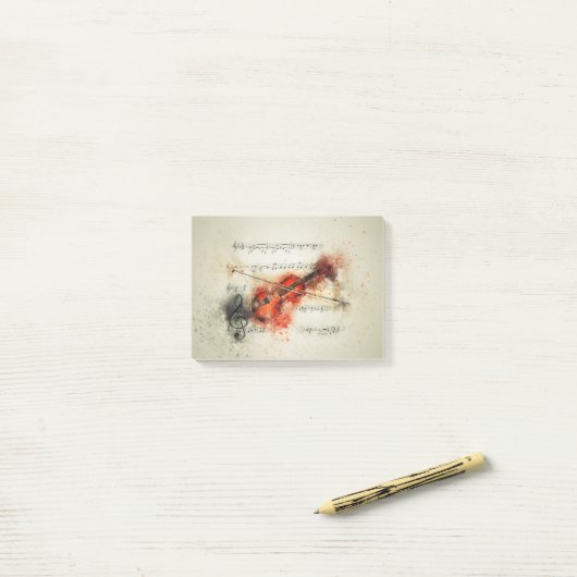 Post-it® Violon aquarelle (Sur un bureau)