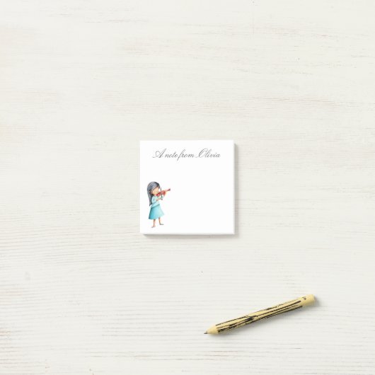 Post-it® Violoniste mignon (Sur un bureau)