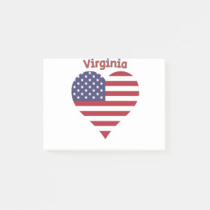 Post-it® Virginia American Flag Heart