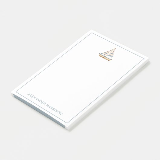 Post-it® Voilier à rayures bleu aquarelle (Incliné)