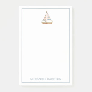 Post-it® Voilier rayé bleu aquarelle