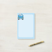 Post-it® Voiture bleue avec des bulles (Sur un bureau)