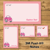 Post-it® Voiture de dessin animé rose